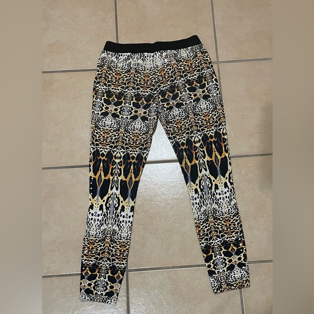 Y2K Bebe Rhinestone Leopard Print Leggings